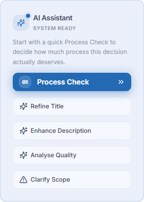 Ketsudan AI assistant panel with Process Check